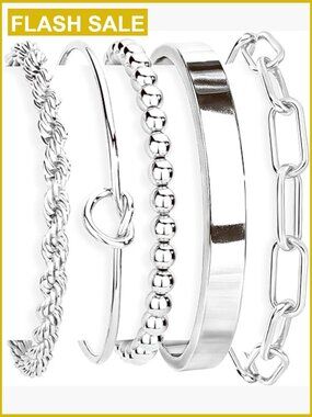Chunky Cuff Bracelet Set for Women Stackable Gold Bangles